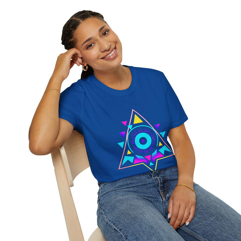 Vibrant Eye Graphic Unisex Softstyle T-Shirt, Bohemian Shirt, Festival Wear, Gift for Him/Her, Aesthetic Tee