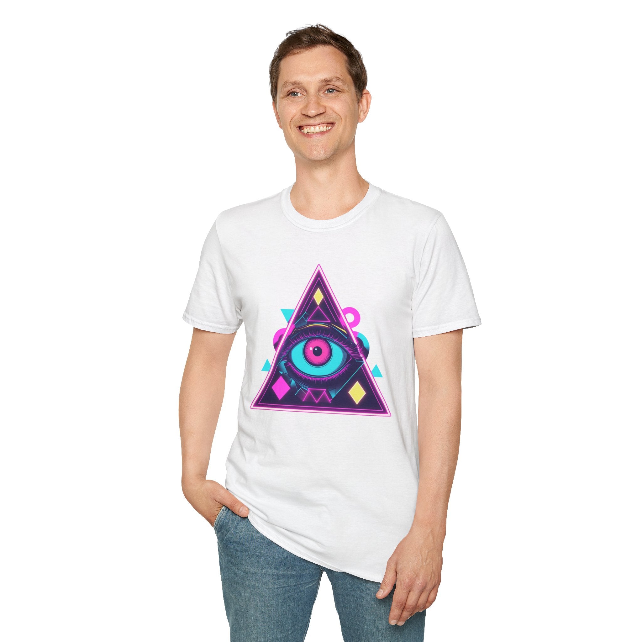 Mystical Eye Graphic T-Shirt | Unisex Softstyle Tee for Festival Wear, Casual Style, Gift, Streetwear, Unique Design