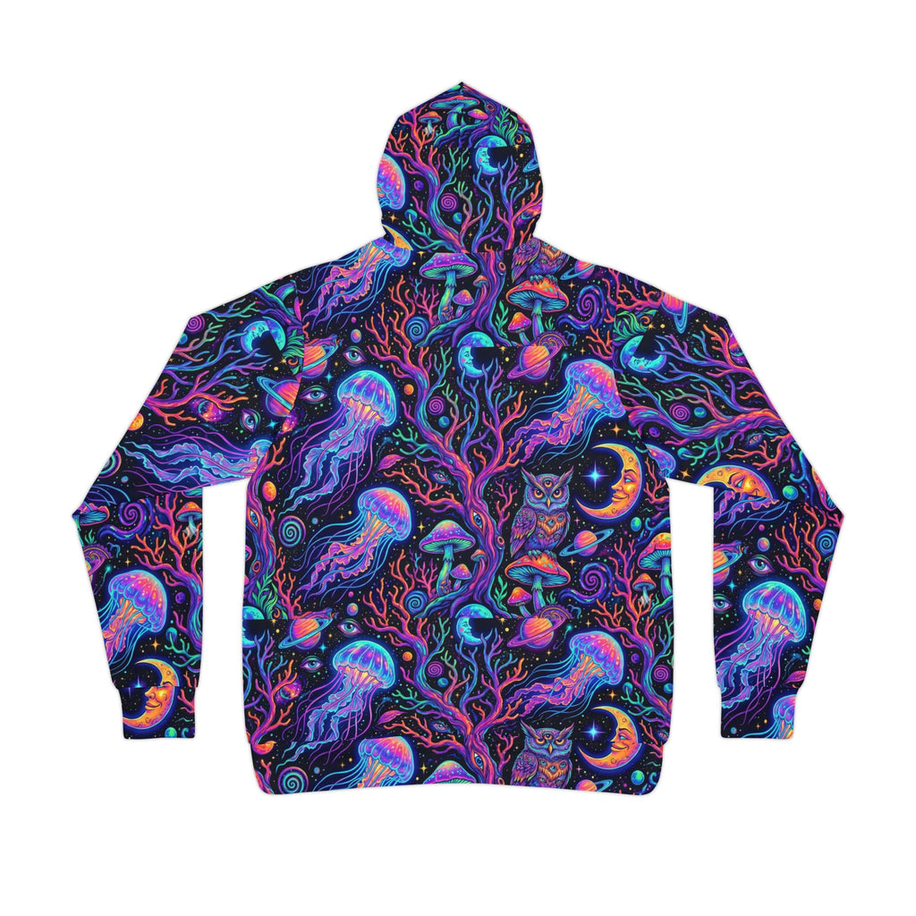 Neon Ocean Dream Athletic Hoodie — Psychedelic Jellyfish & Moon All-Over Print