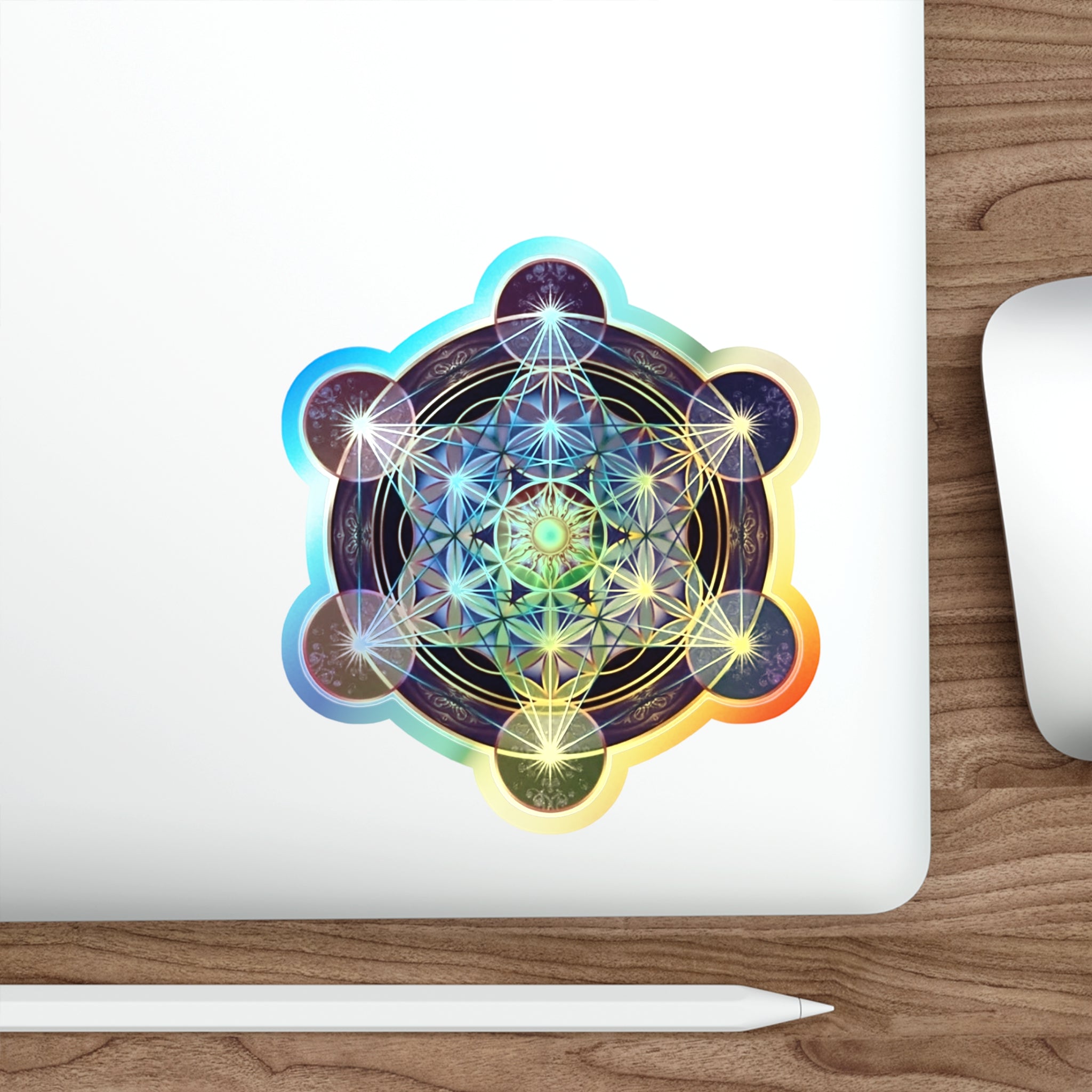 Holographic Metatron's Cube Die-Cut Stickers