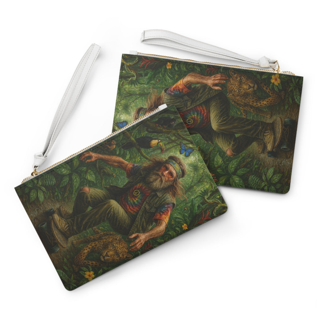 Skating Through, Bohemian Clutch Bag | Eco-Friendly Pouch, Tropical Vibe Accessories, Gift for Nature Lovers, Festival Bag, Boho Style Tote