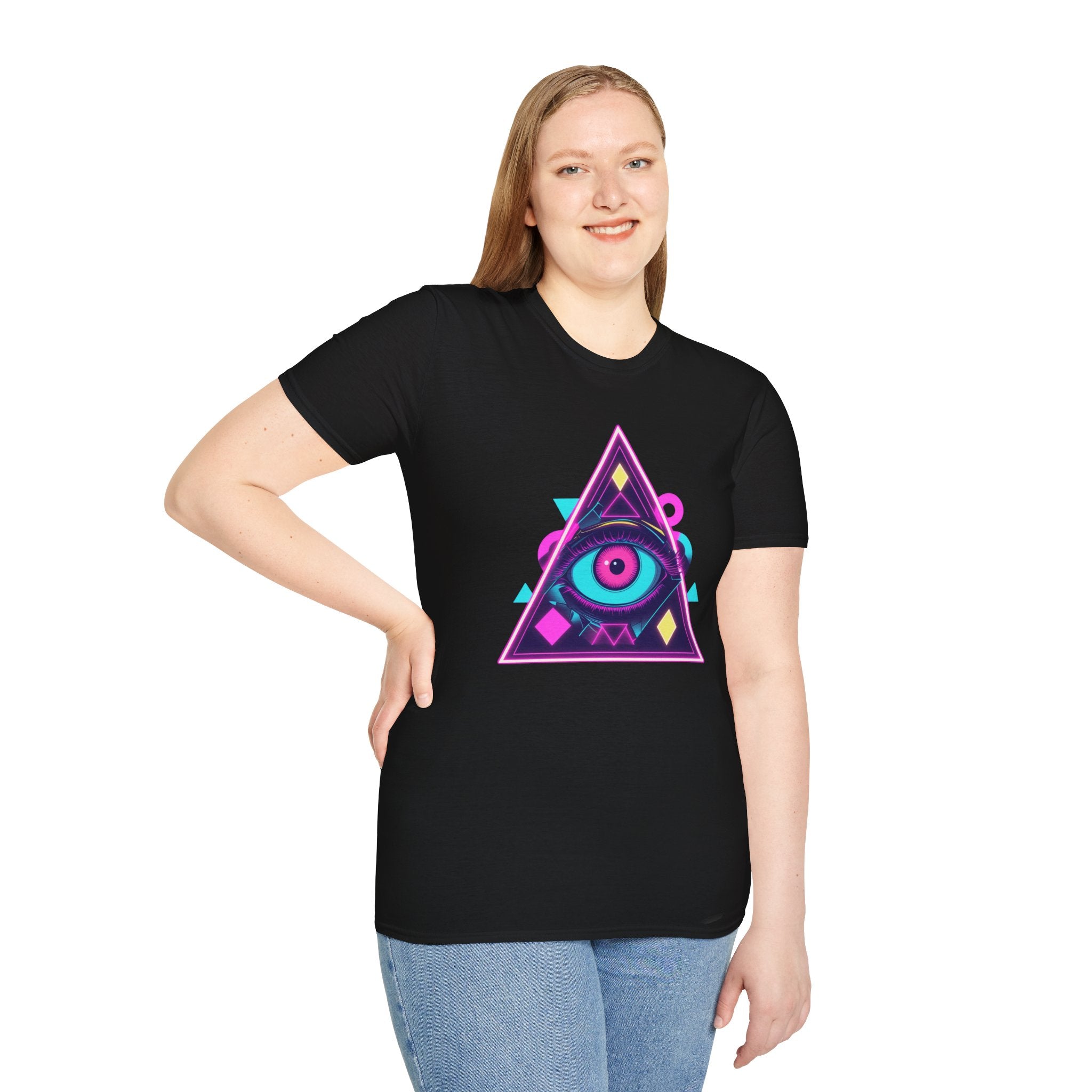 Mystical Eye Graphic T-Shirt | Unisex Softstyle Tee for Festival Wear, Casual Style, Gift, Streetwear, Unique Design