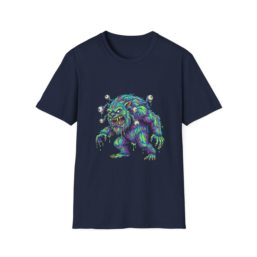 Monster Graphic T-Shirt — Neon Cyclops Beast Horror Tee