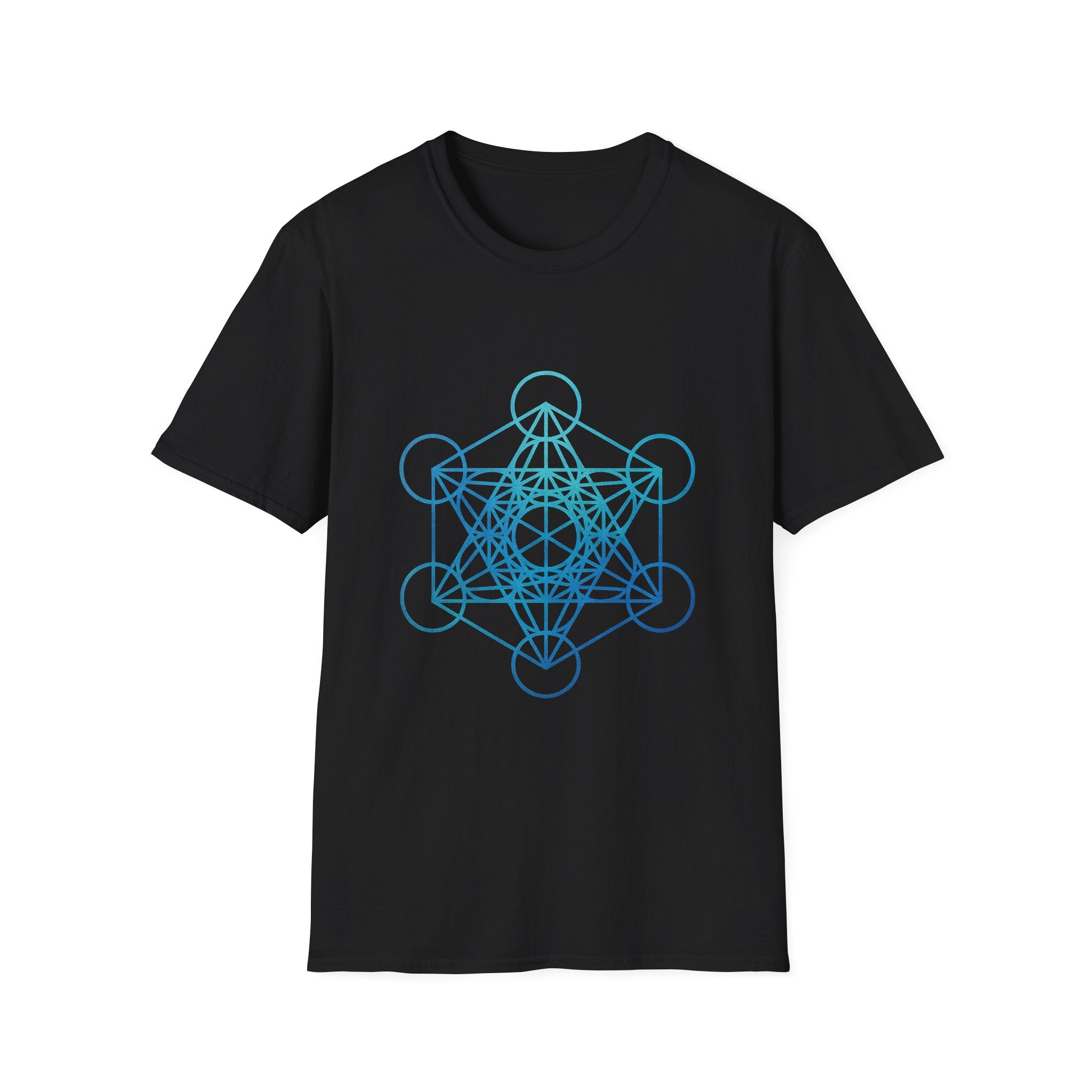 Geometric Spiritual T-Shirt, Metatron's Cube Design, Unisex Softstyle Tee, Gift for Yoga Lovers, Meditation Attire, Spiritual Shirt