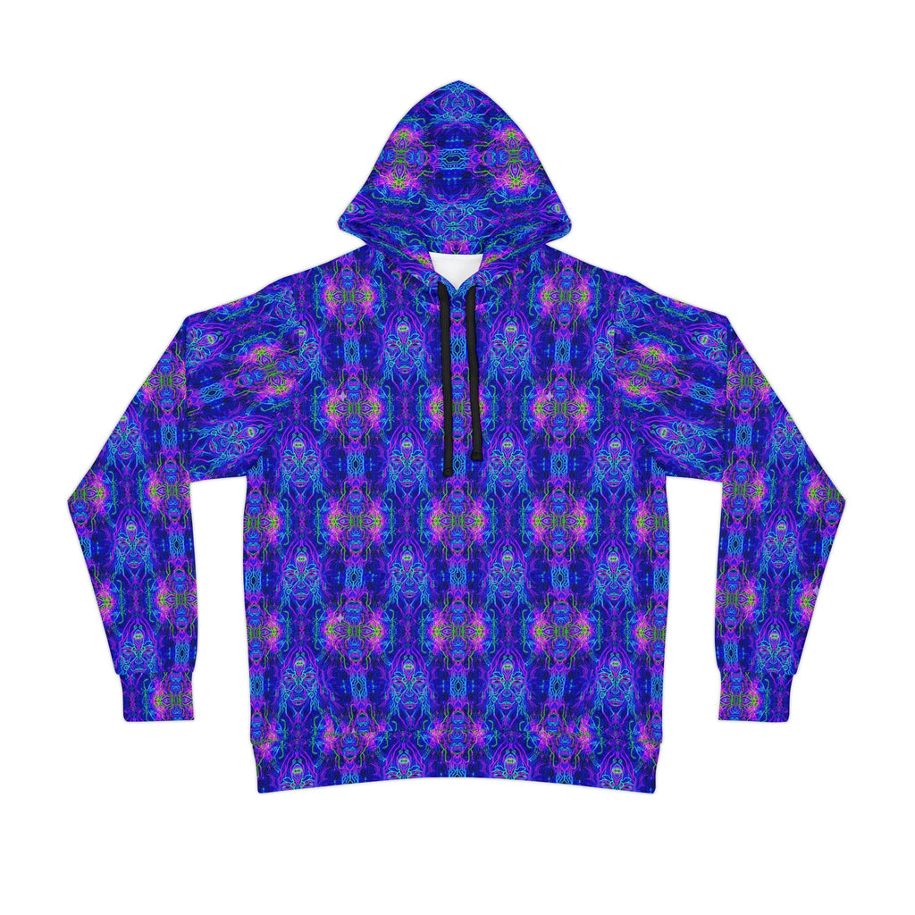 Blue Purple Kaleidoscope Athletic Hoodie — All-Over Print Psychedelic Pattern