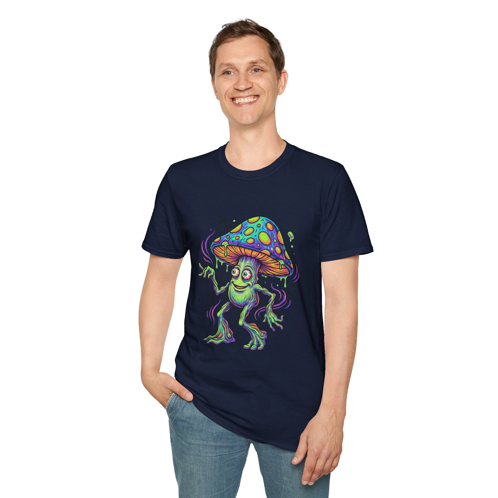 Psychedelic Mushroom Monster T-Shirt — Neon Trippy Fungi Graphic Tee