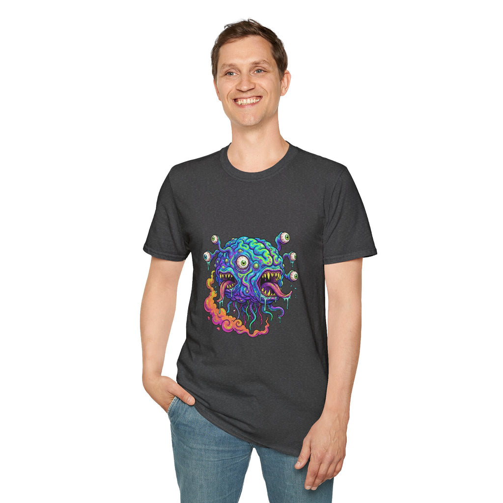 Psychedelic Monster T-Shirt — Colorful Eyeball Brain Graphic Tee