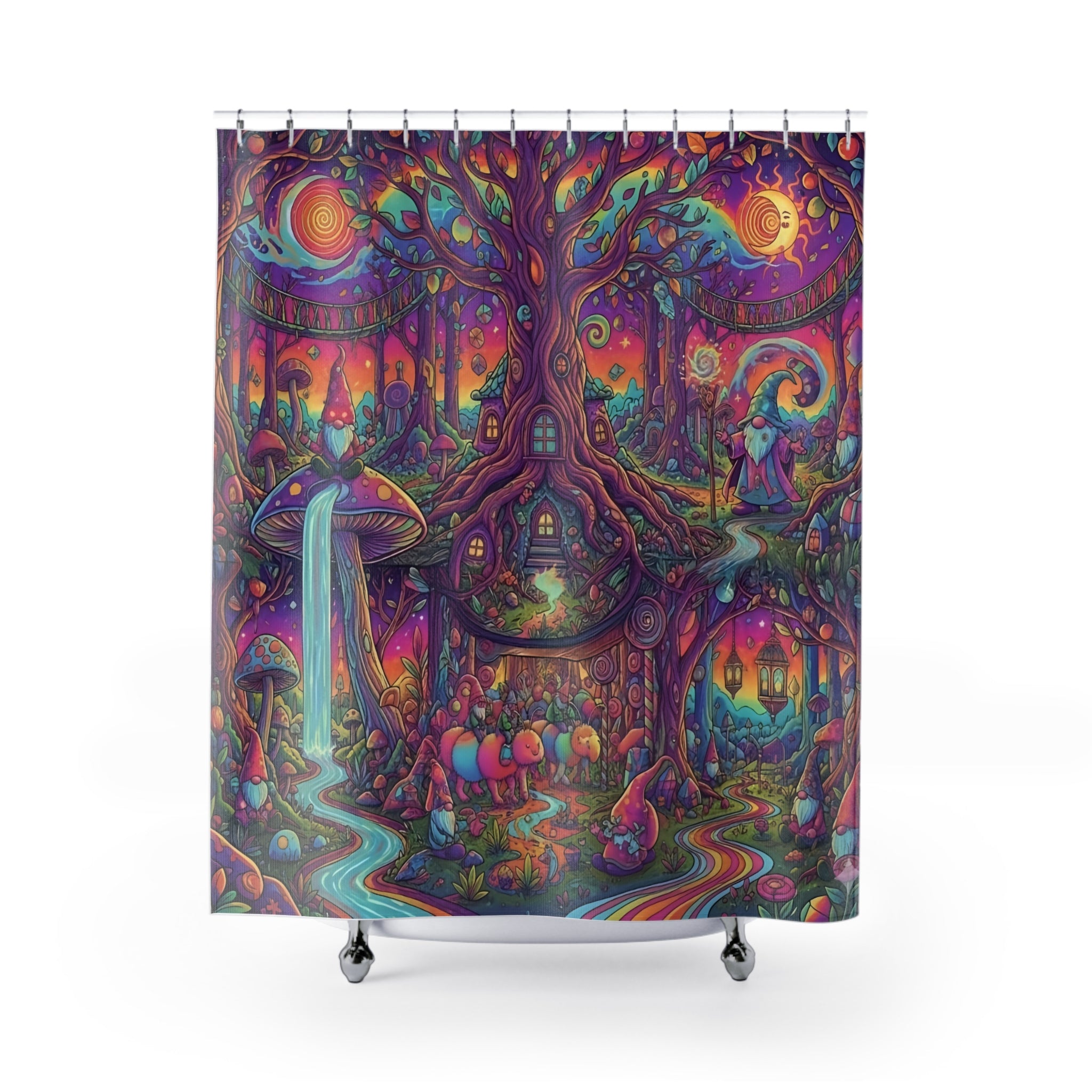 Trippy Forest Shower Curtain, Magical Bathroom Decor