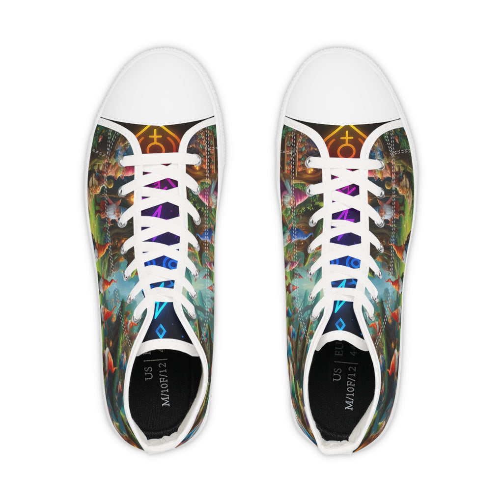 Mystical gnomes High Top Sneakers for Men - Unique Art Design, Trendy Footwear, Fashion Statement, Gift for Him, Street Style Sneakers