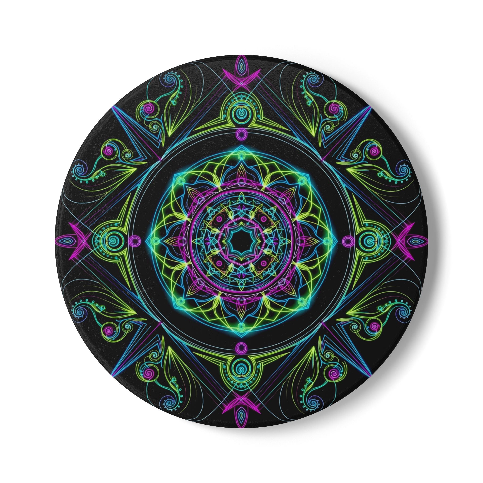 Vibrant Mandala Ceramic Coaster Set | Colorful Home Decor, Drinkware Mat, Unique Gift for Friends, Meditation Vibe, Party Accent