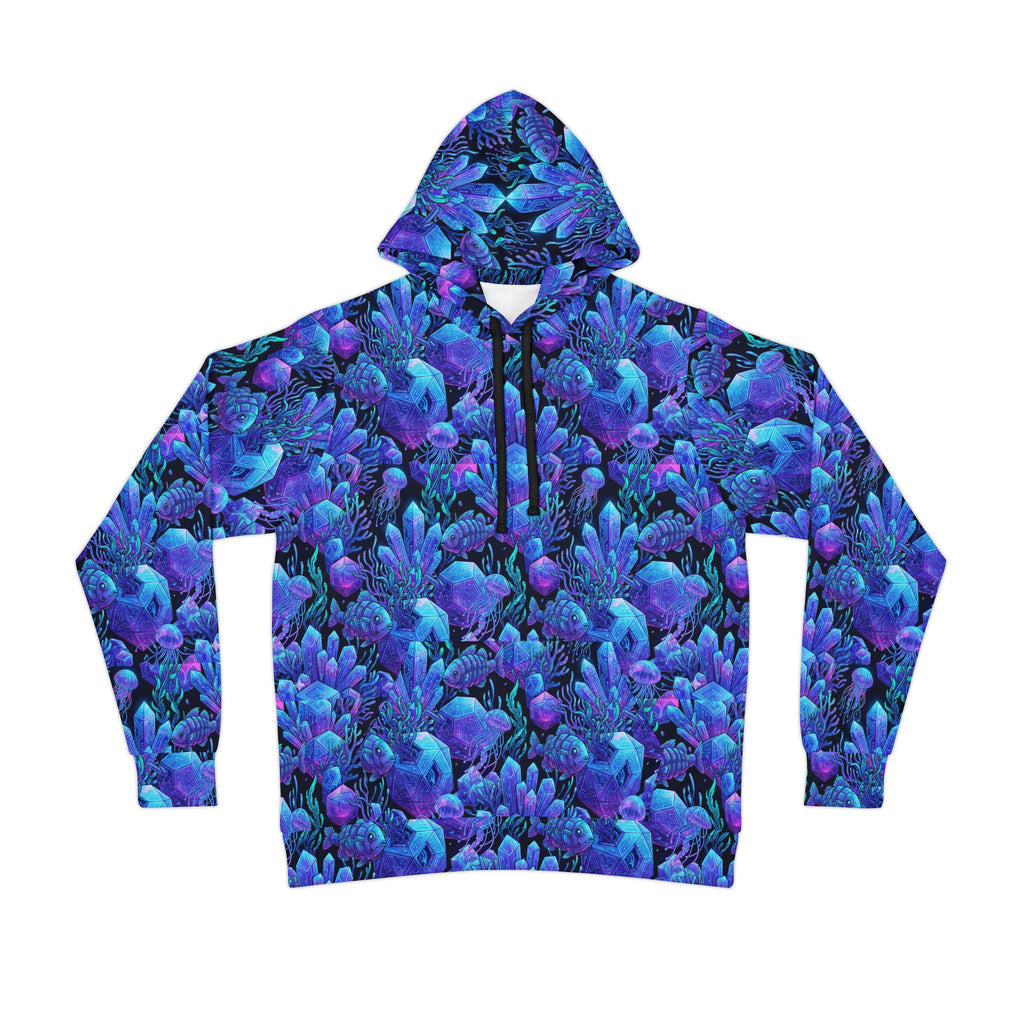 Blue Coral All-Over Print Hoodie — Vibrant Botanical Athletic Hoodie