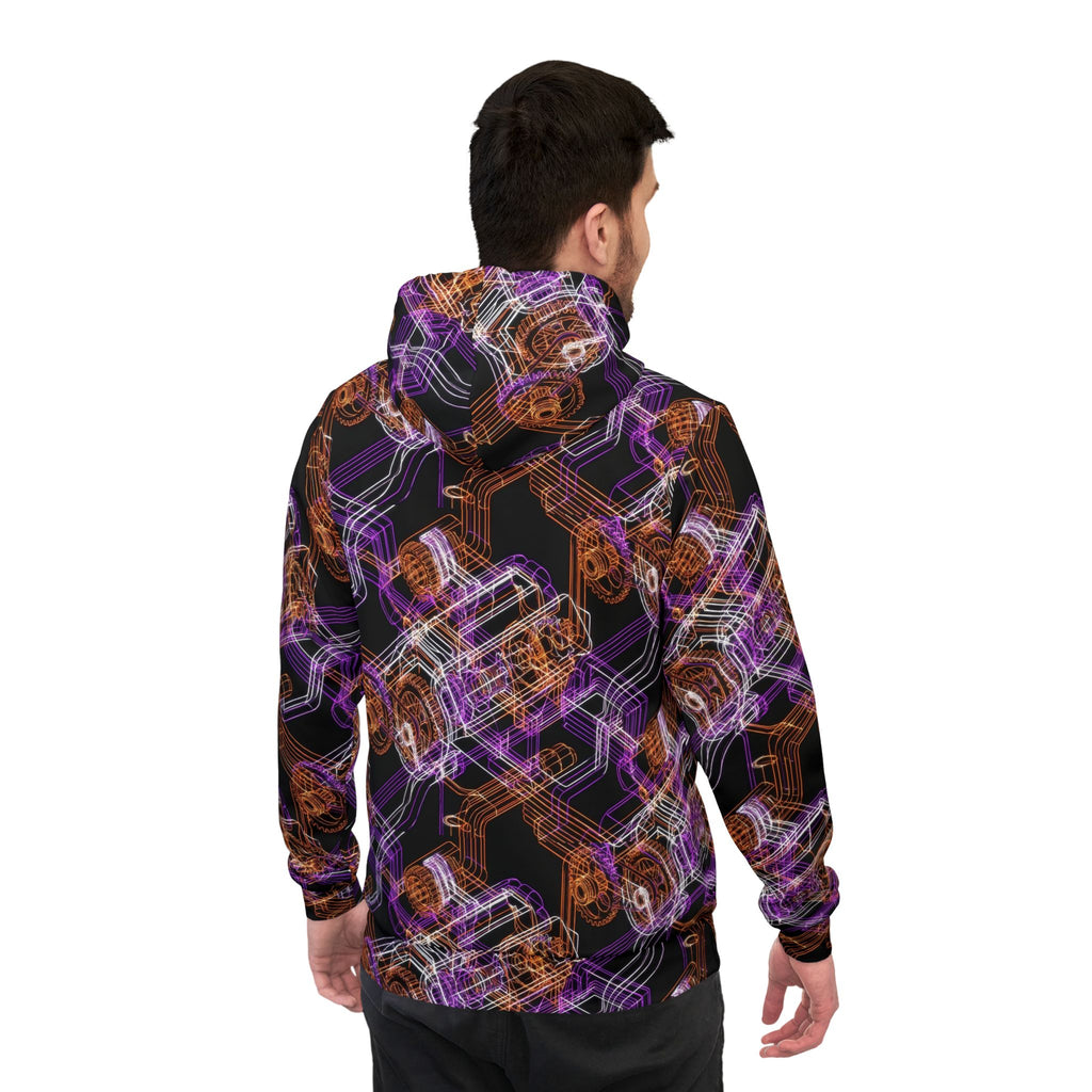 Geometric Neon Gear Athletic Hoodie — All-Over Print