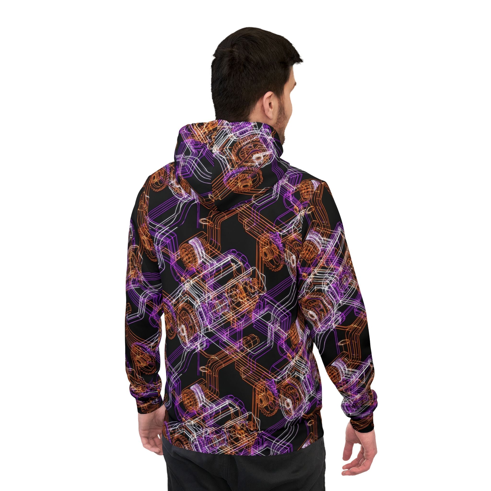 Geometric Neon Gear Athletic Hoodie — All-Over Print
