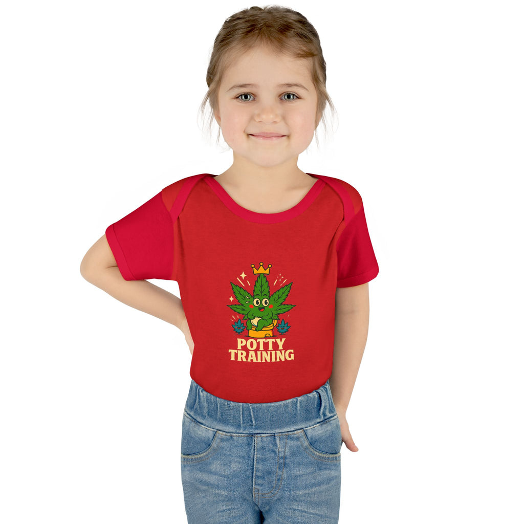 Potty Training Baby Bodysuit - Cute Cannabis Theme for New Parents
