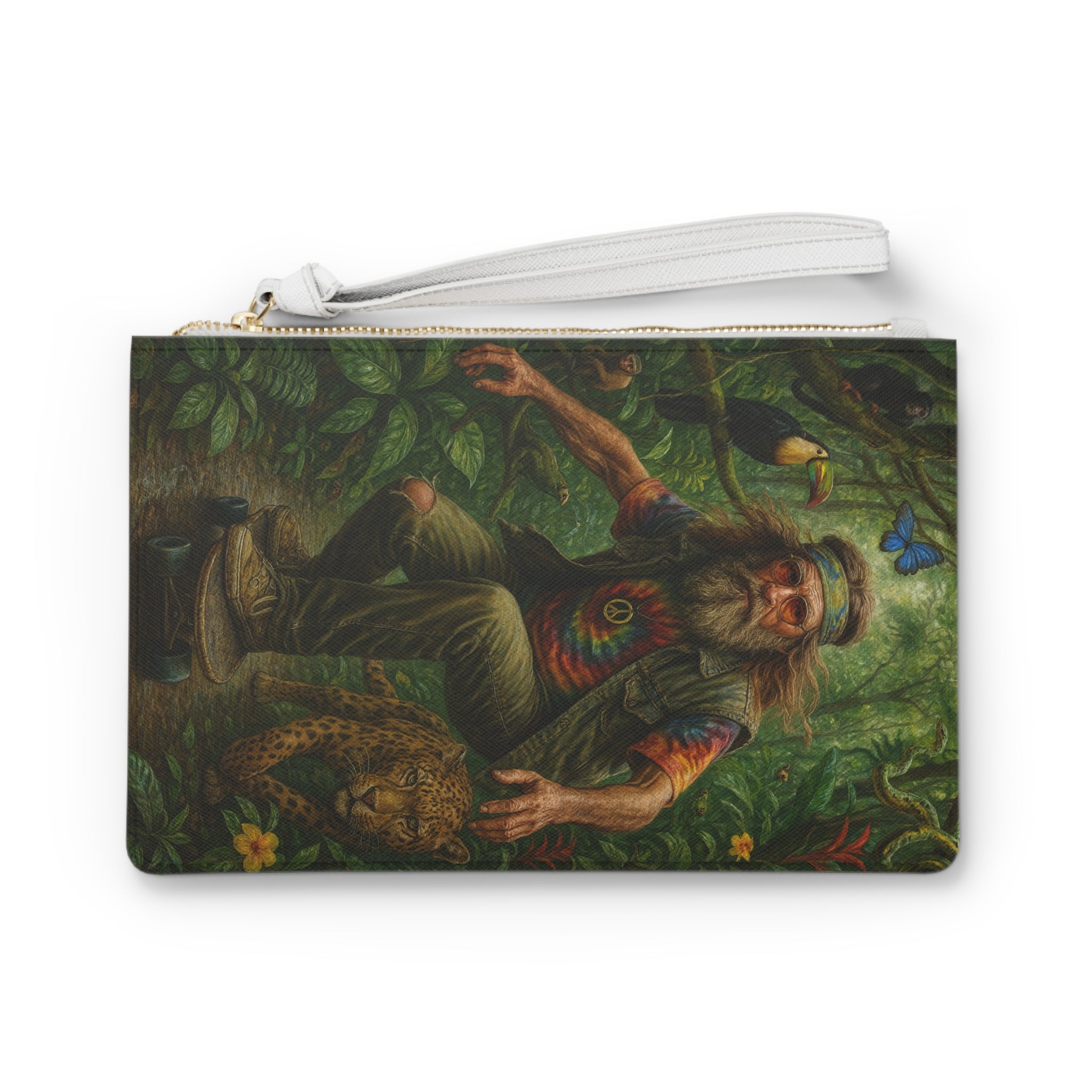 Skating Through, Bohemian Clutch Bag | Eco-Friendly Pouch, Tropical Vibe Accessories, Gift for Nature Lovers, Festival Bag, Boho Style Tote