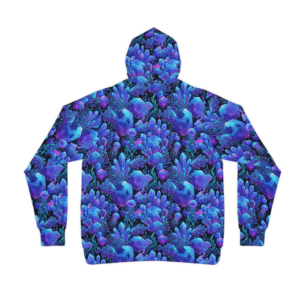 Blue Coral All-Over Print Hoodie — Vibrant Botanical Athletic Hoodie