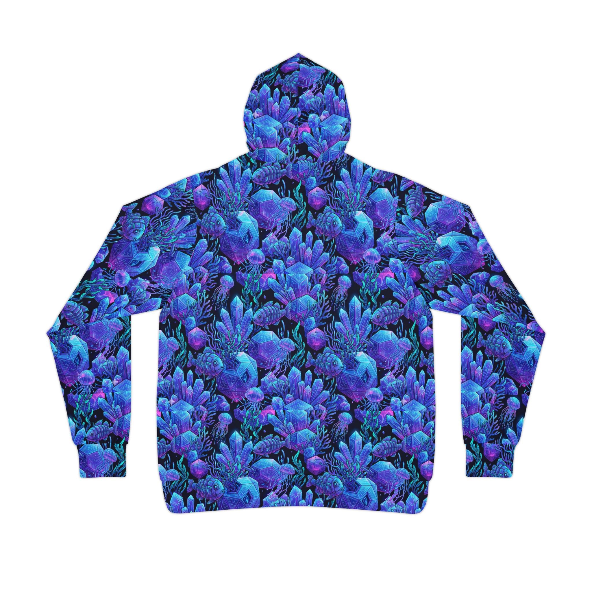 Blue Coral All-Over Print Hoodie — Vibrant Botanical Athletic Hoodie