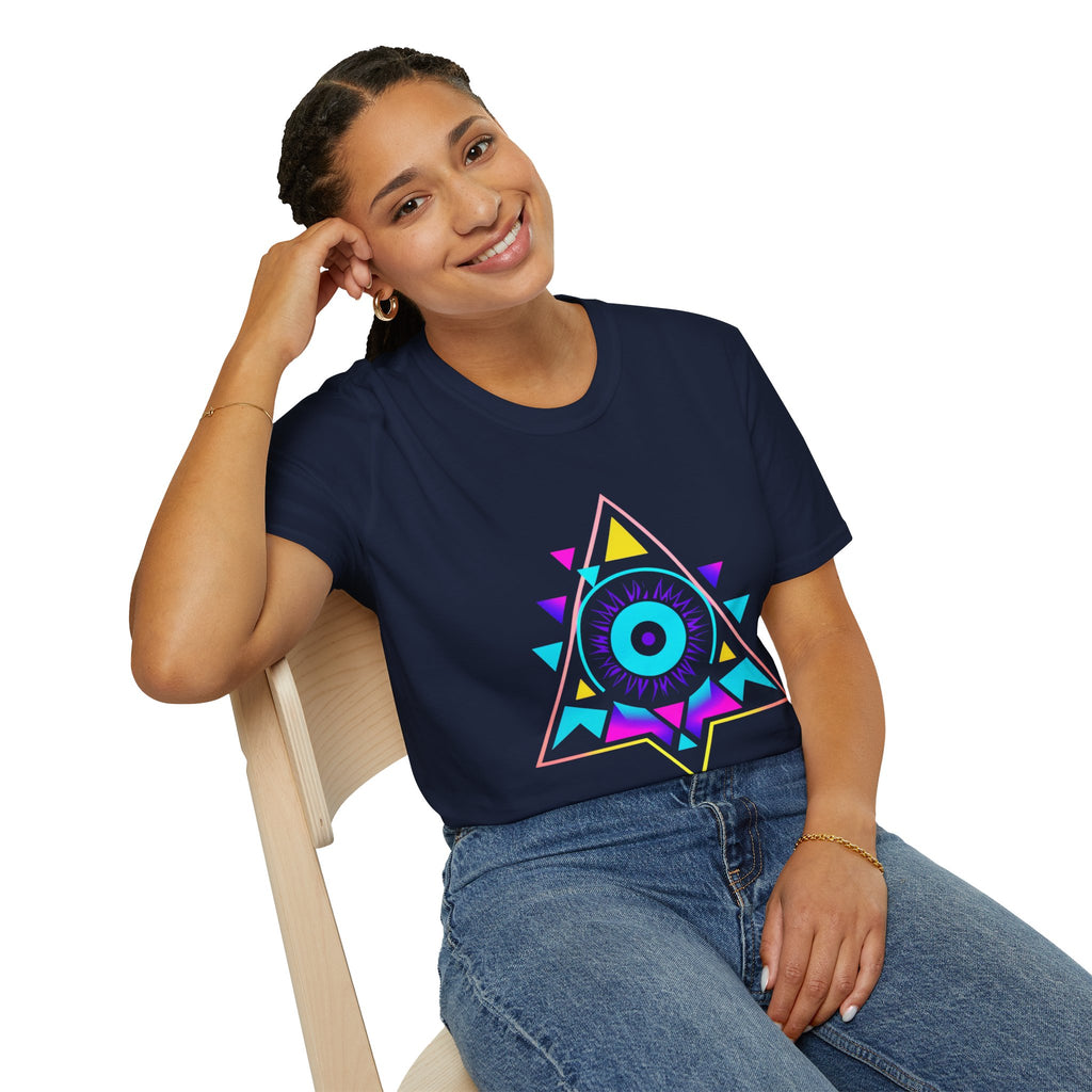 Vibrant Eye Graphic Unisex Softstyle T-Shirt, Bohemian Shirt, Festival Wear, Gift for Him/Her, Aesthetic Tee