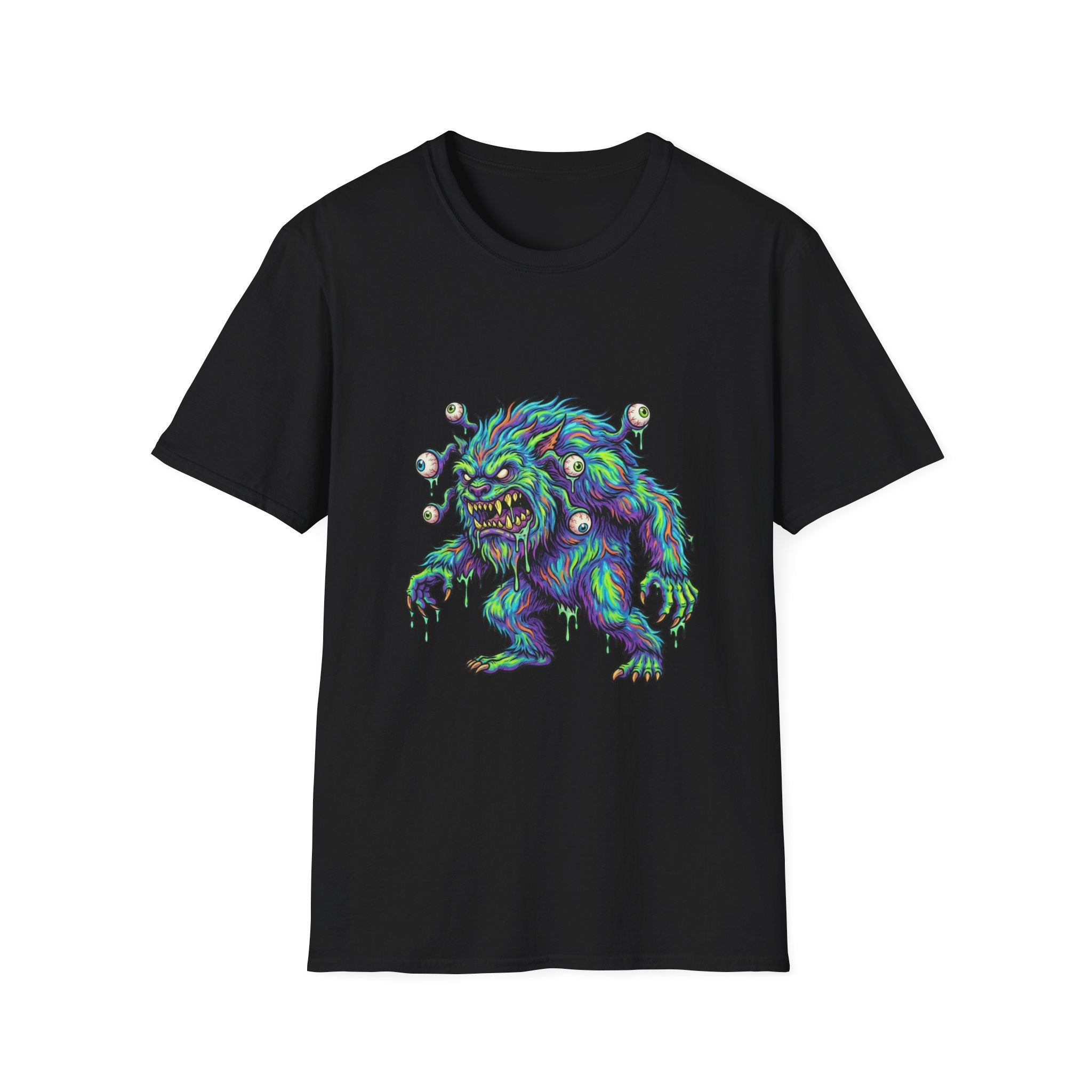 Monster Graphic T-Shirt — Neon Cyclops Beast Horror Tee