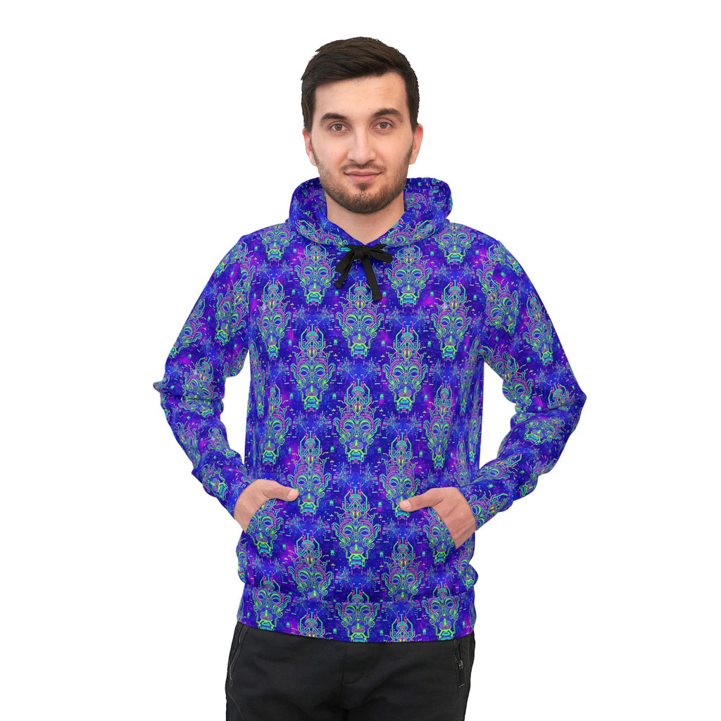 Psychedelic Blue Kaleidoscope Athletic Hoodie