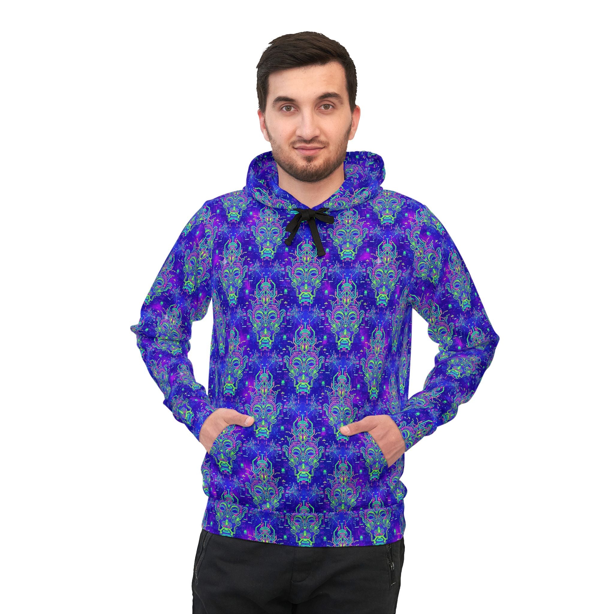 Psychedelic Blue Kaleidoscope Athletic Hoodie