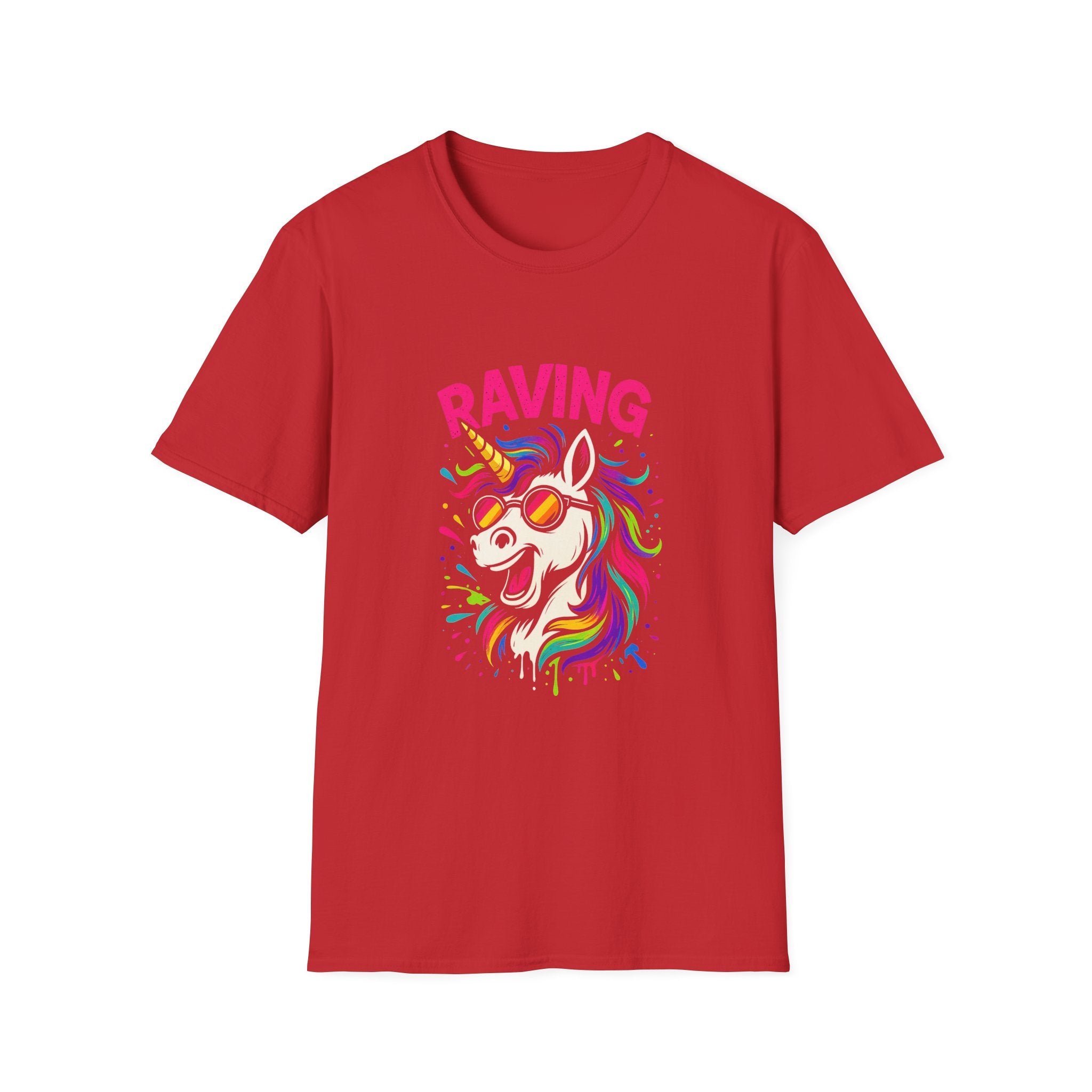 Colorful Raving Unicorn T-Shirt for Festivals, Unisex Graphic Tee, Party Shirt, Gift for Unicorn Lovers, Summer Wear