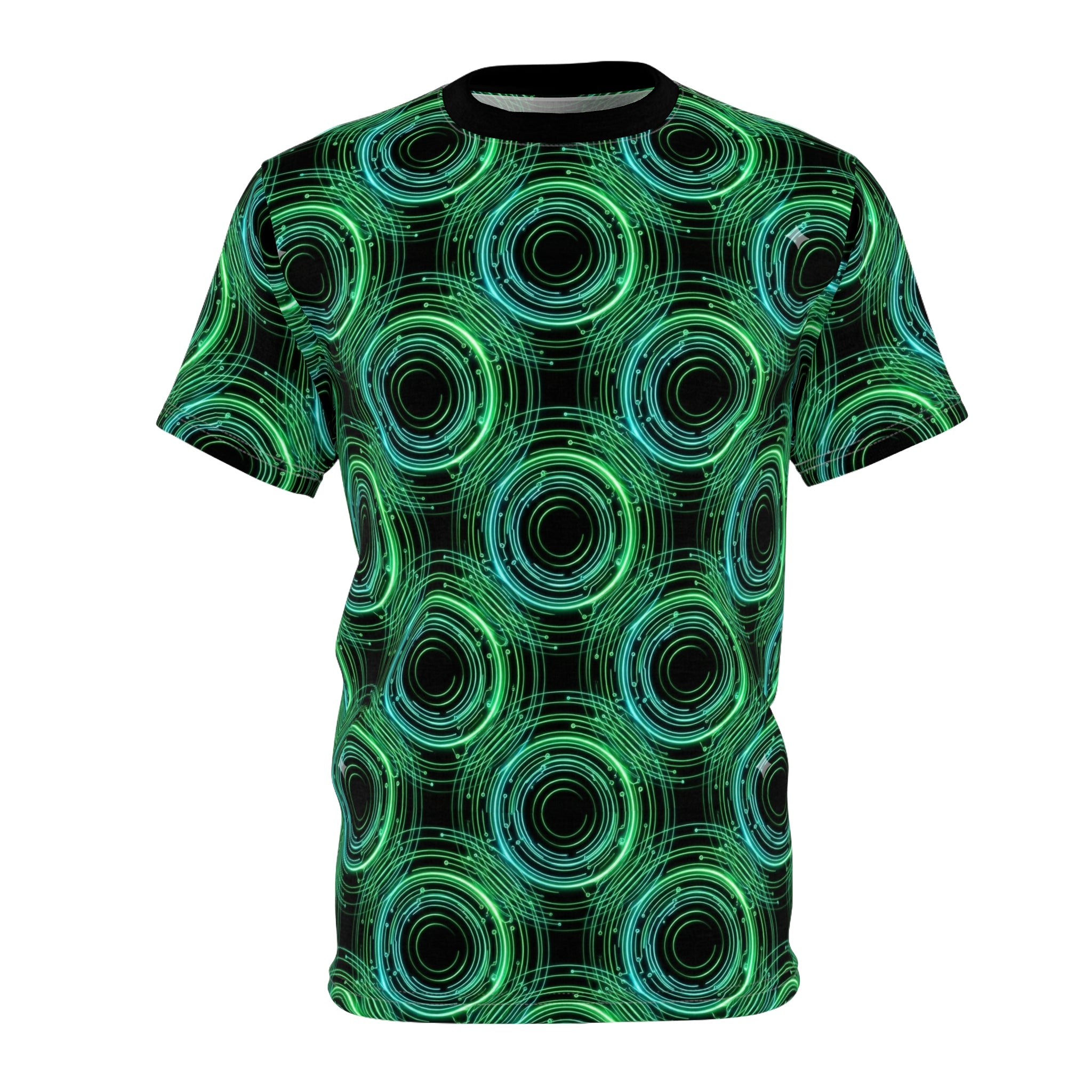 Green Techno Circle All-Over Print Tee