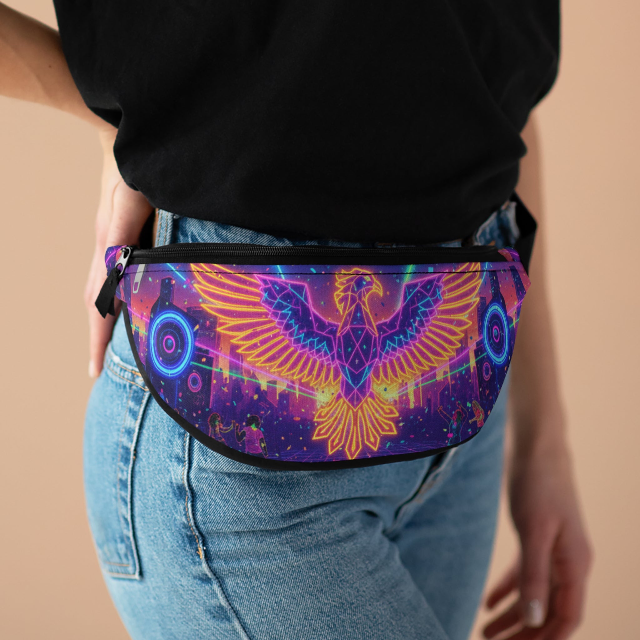 Vibrant Neon Eagle Fanny Pack - Perfect for Festivals