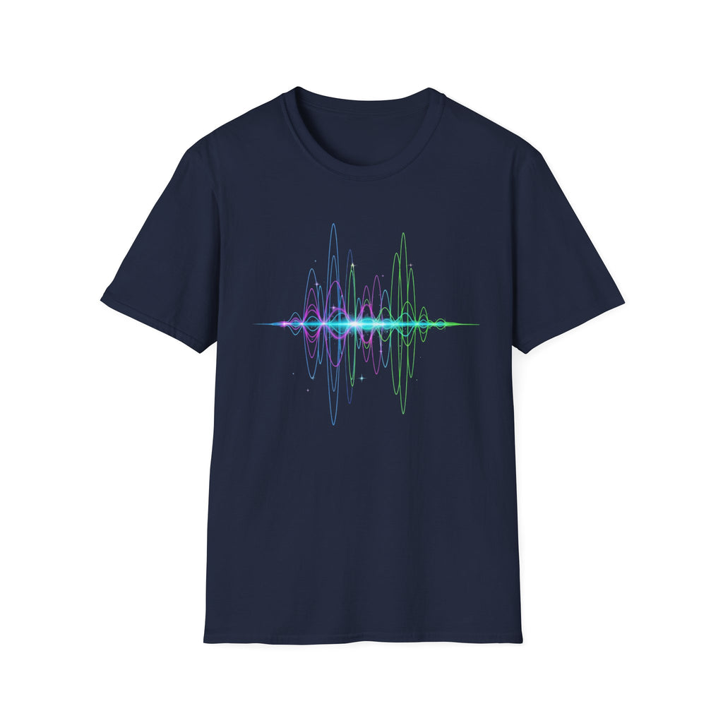 Vibrant Soundwave Unisex Softstyle T-Shirt, Music Lover Gift, Festival Wear, Graphic Tee, Casual Top