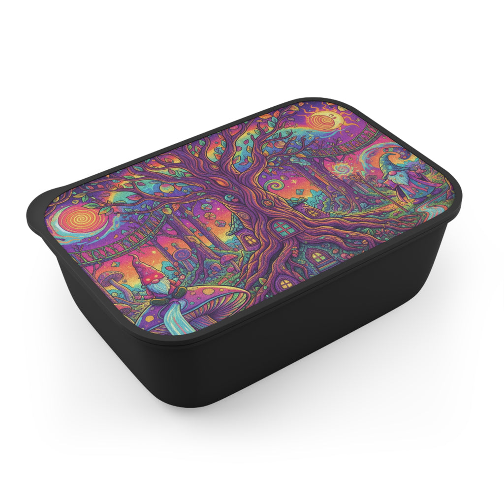 Trippy scene Bento Box with Band and Utensils, Colorful Lunch Container, Eco-Friendly Meal Prep, Gift for Foodies, Nature Lovers