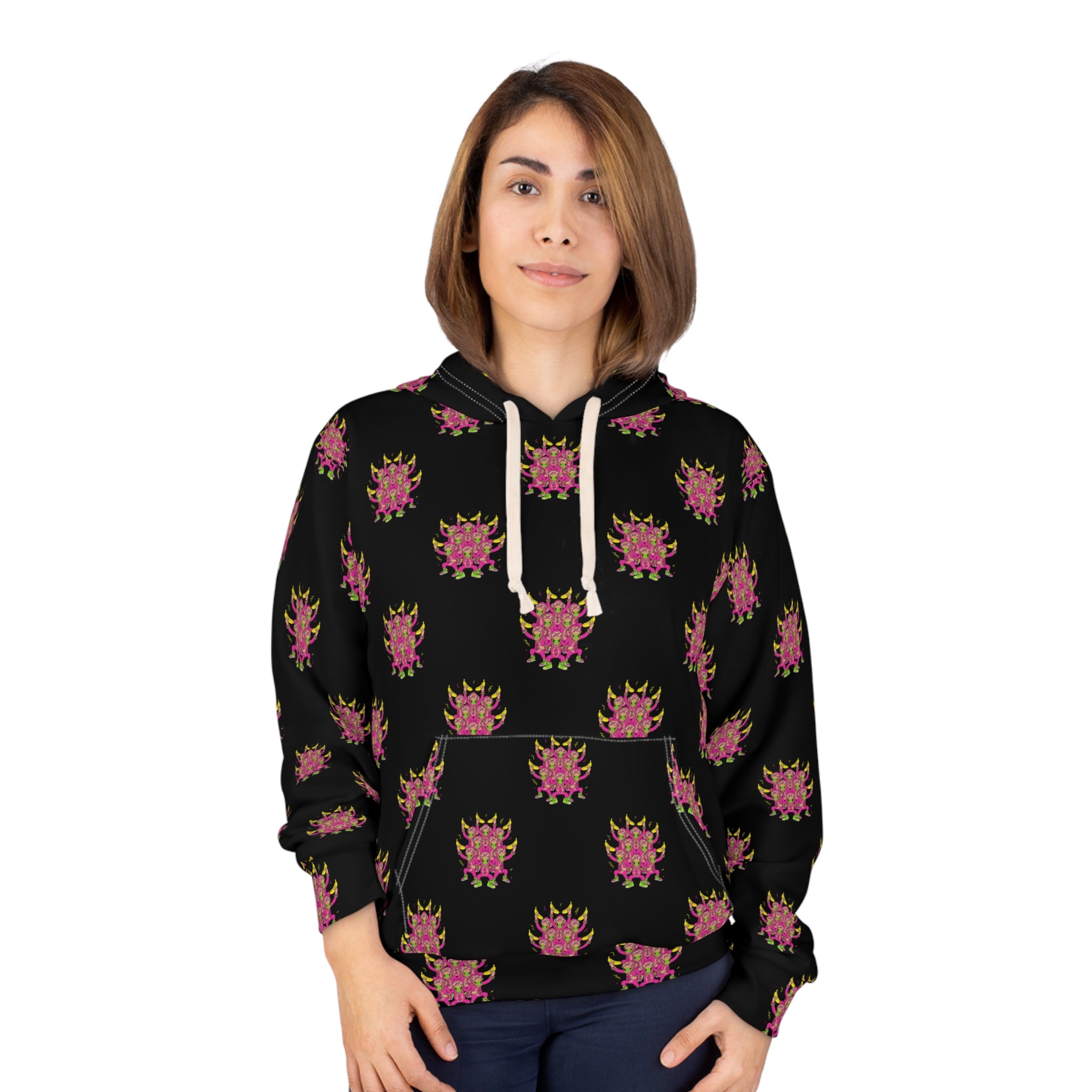 Patterned Unisex Pullover Hoodie - Floral Design