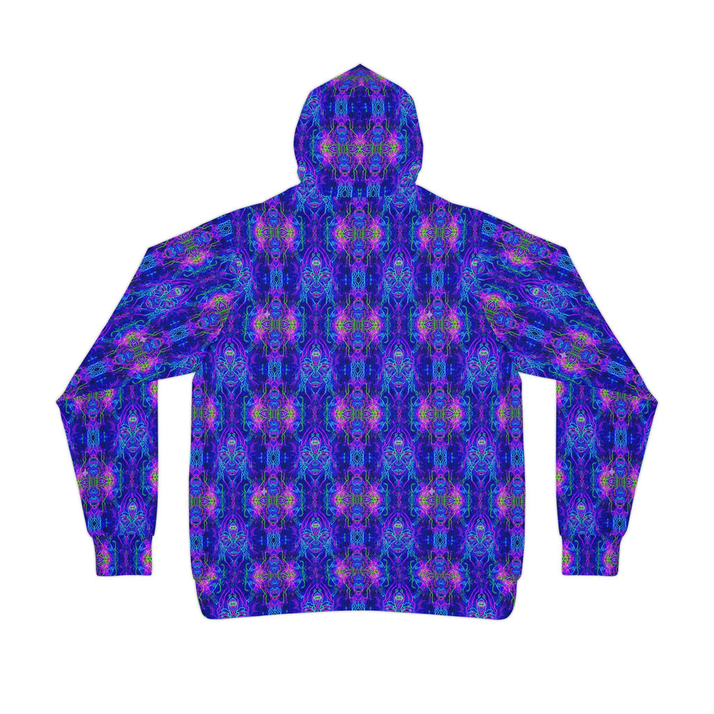Blue Purple Kaleidoscope Athletic Hoodie — All-Over Print Psychedelic Pattern