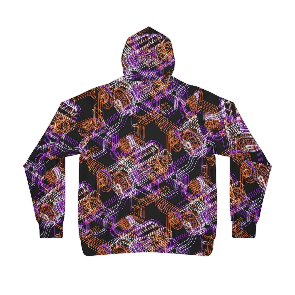 Geometric Neon Gear Athletic Hoodie — All-Over Print