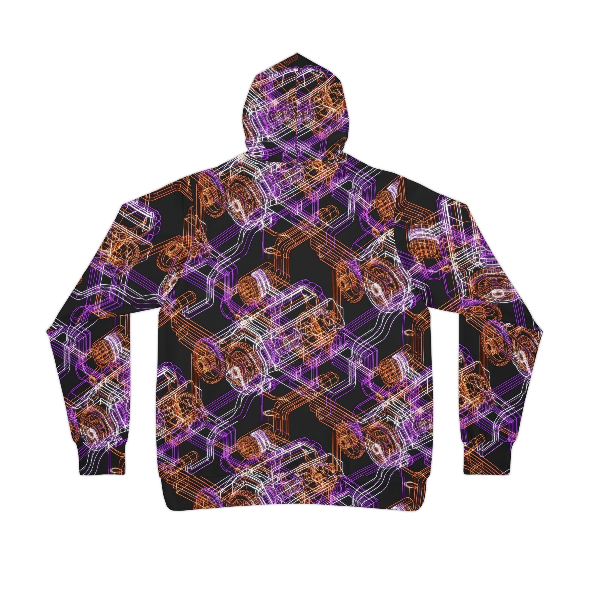 Geometric Neon Gear Athletic Hoodie — All-Over Print