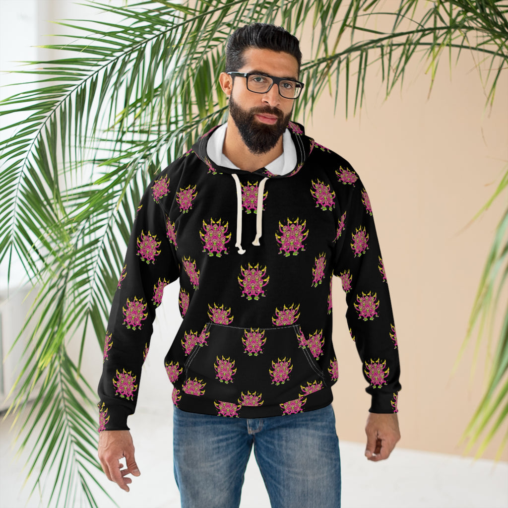 Patterned Unisex Pullover Hoodie - Floral Design