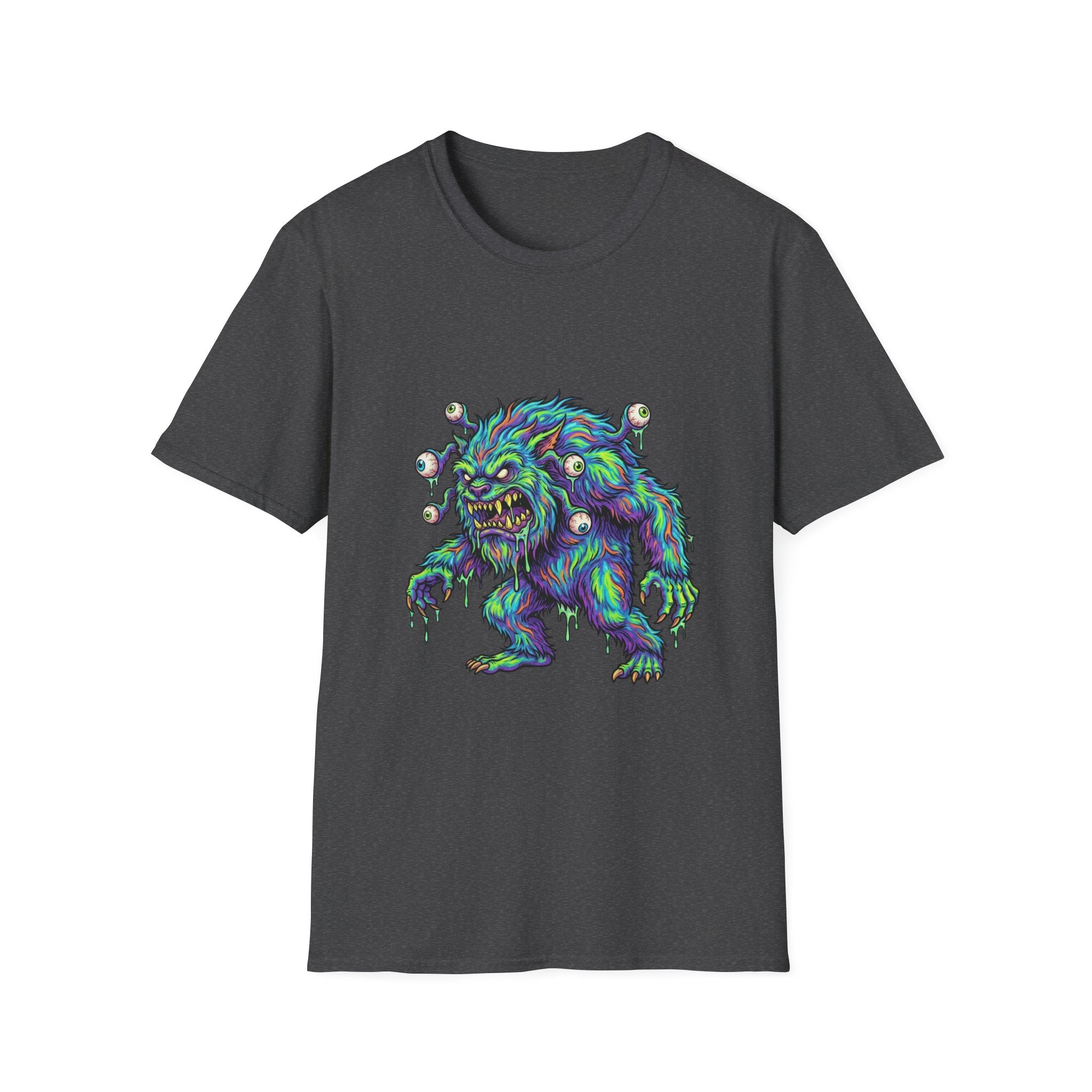 Monster Graphic T-Shirt — Neon Cyclops Beast Horror Tee