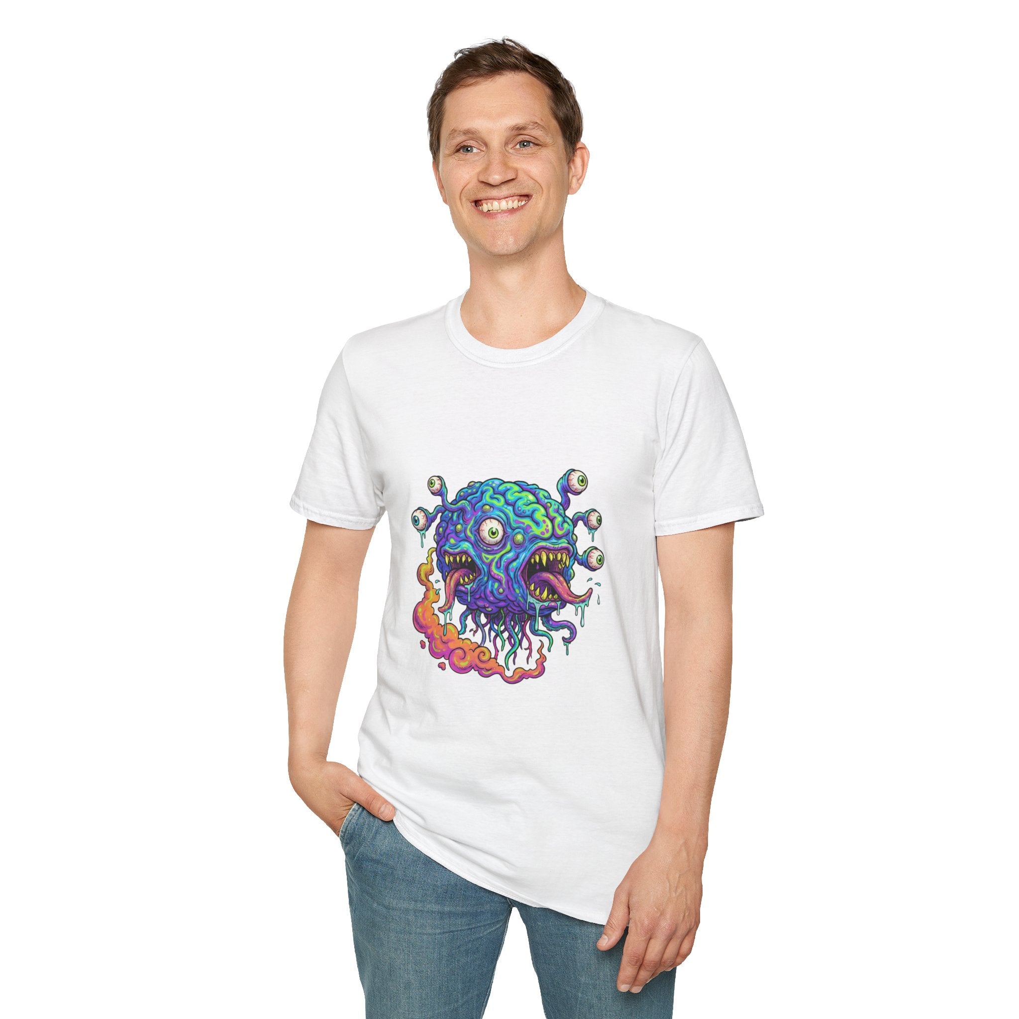 Psychedelic Monster T-Shirt — Colorful Eyeball Brain Graphic Tee