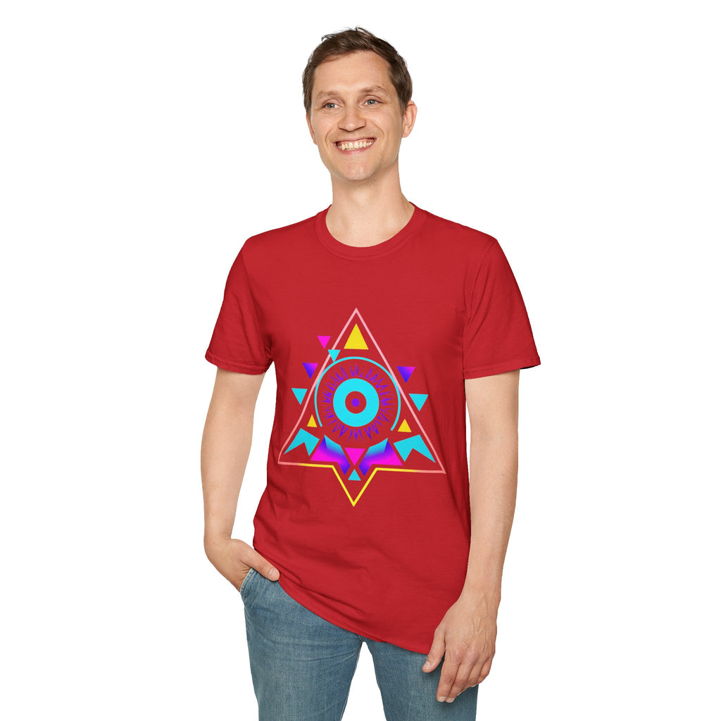 Vibrant Eye Graphic Unisex Softstyle T-Shirt, Bohemian Shirt, Festival Wear, Gift for Him/Her, Aesthetic Tee