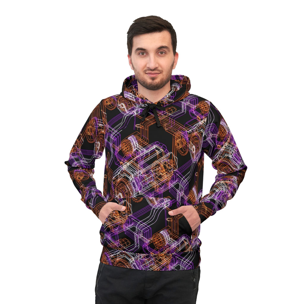 Geometric Neon Gear Athletic Hoodie — All-Over Print