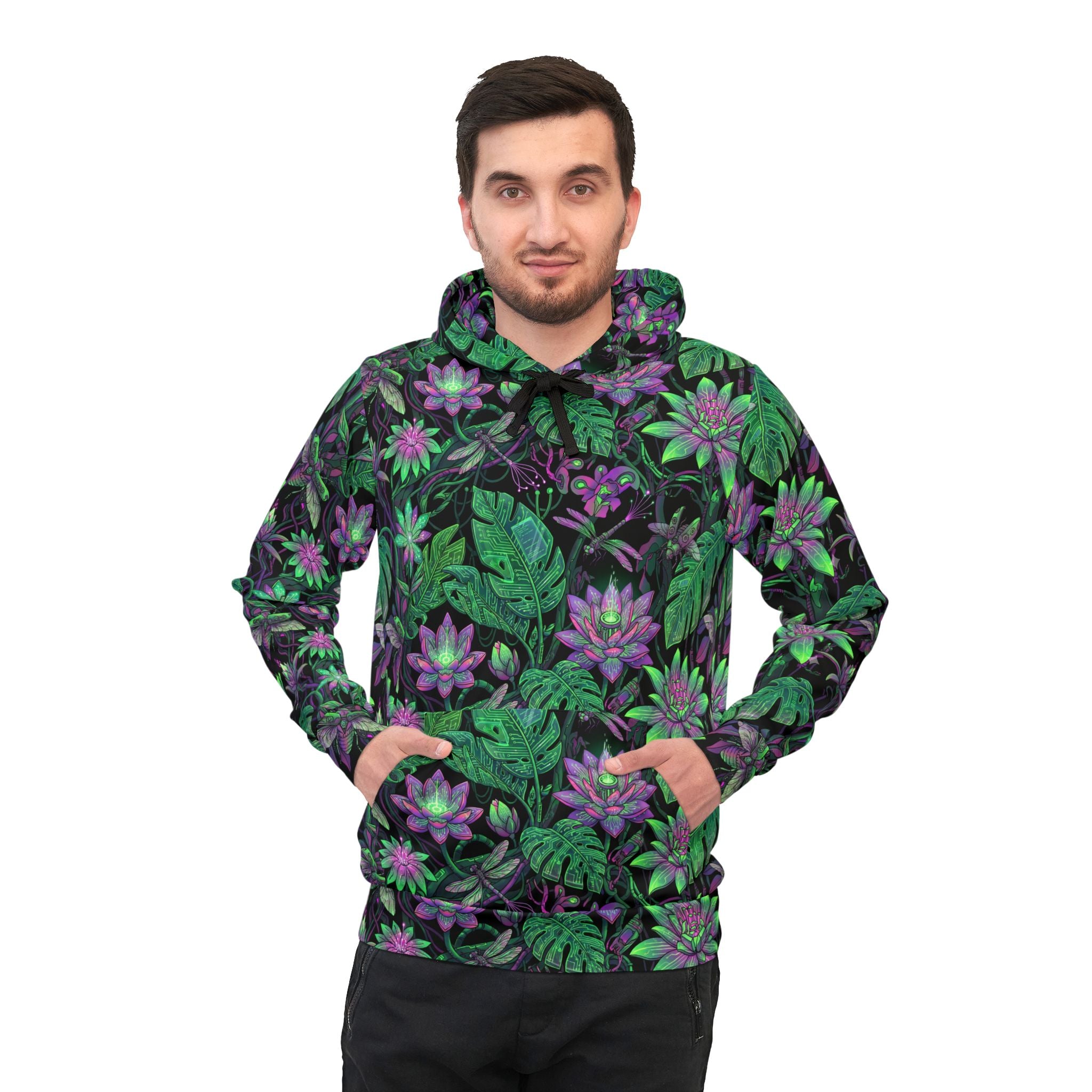 Tropical Lotus Athletic Hoodie — All-Over Print Floral Sports Hoodie