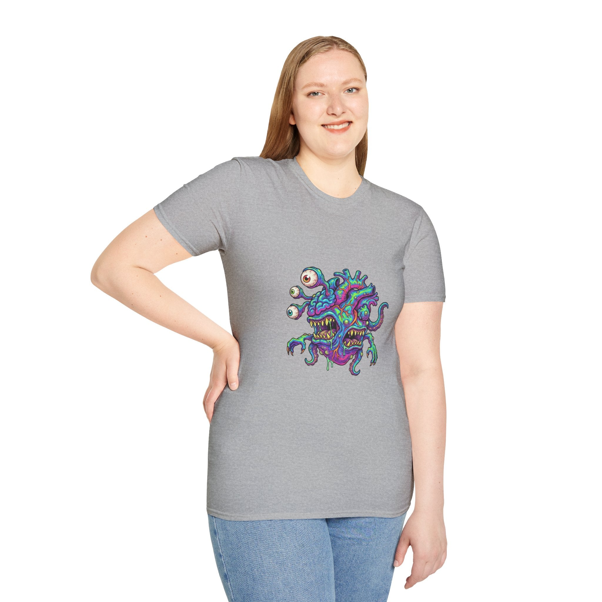 Monstrous Beholder Graphic T-Shirt — Neon D20 Fantasy RPG Monster Tee