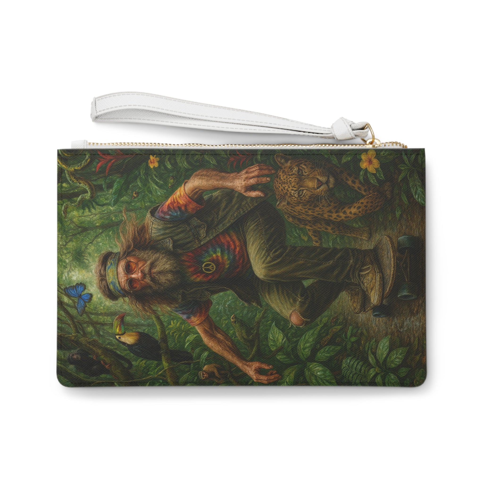 Skating Through, Bohemian Clutch Bag | Eco-Friendly Pouch, Tropical Vibe Accessories, Gift for Nature Lovers, Festival Bag, Boho Style Tote
