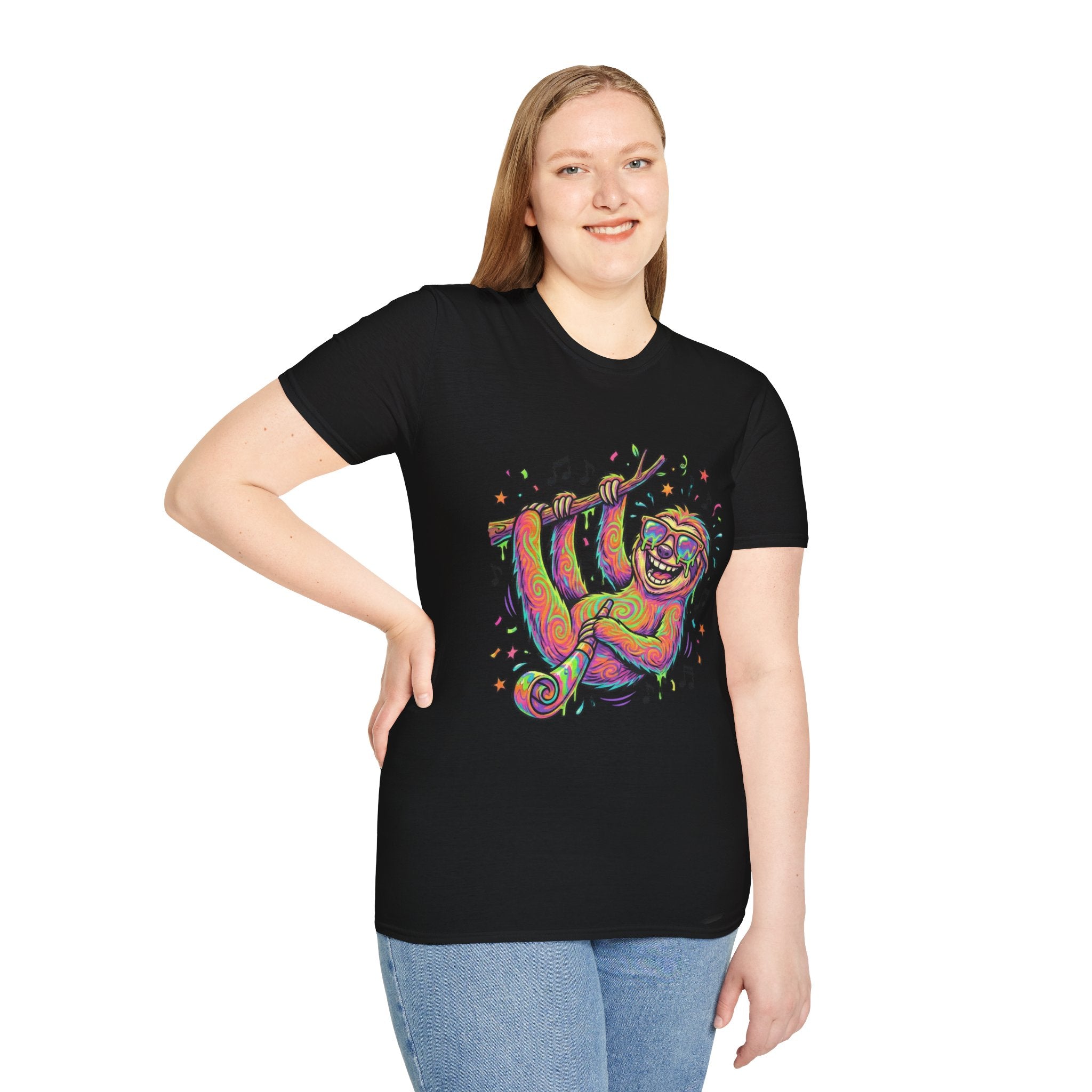 Neon Sloth T-Shirt — Psychedelic Rainbow Sloth Graphic Tee