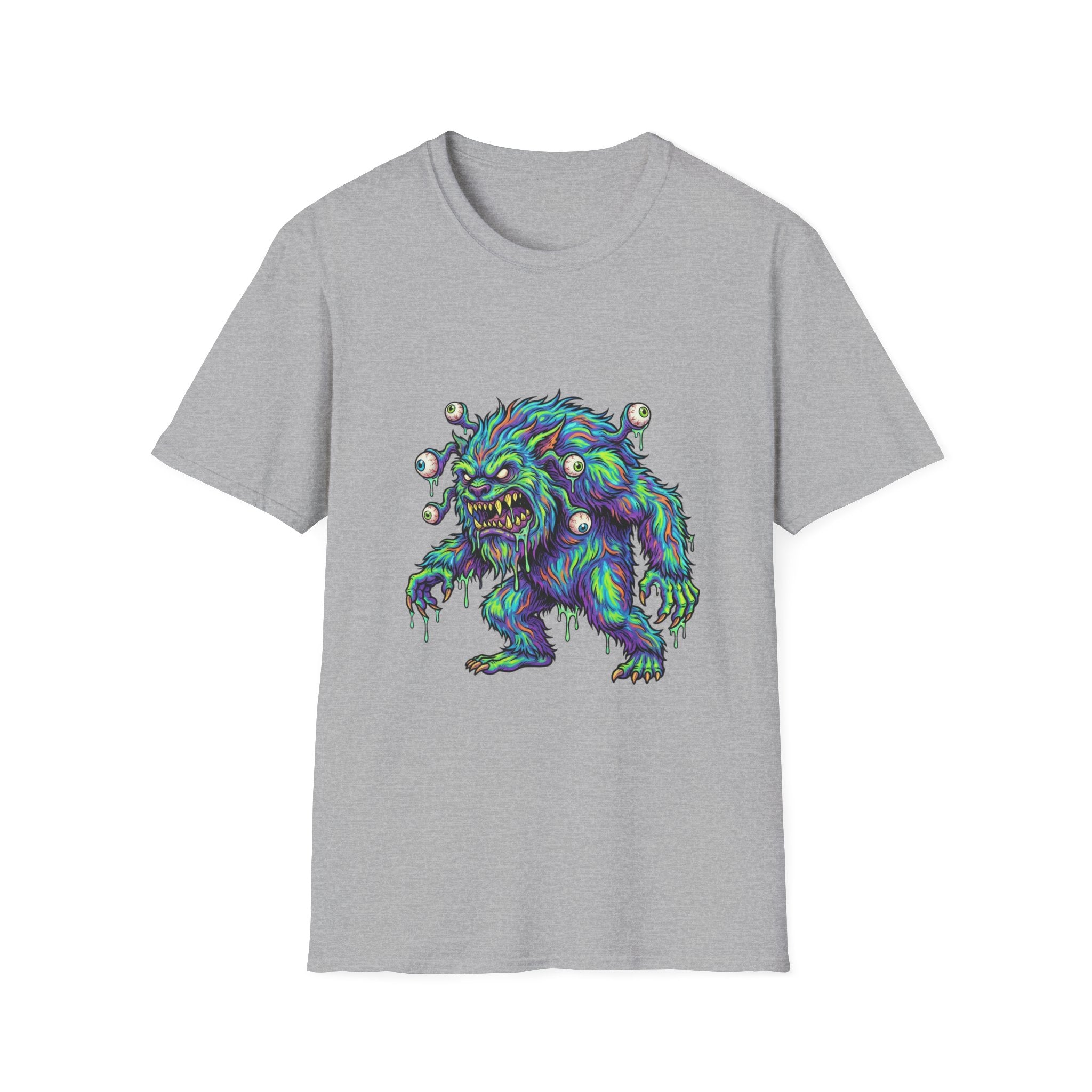 Monster Graphic T-Shirt — Neon Cyclops Beast Horror Tee