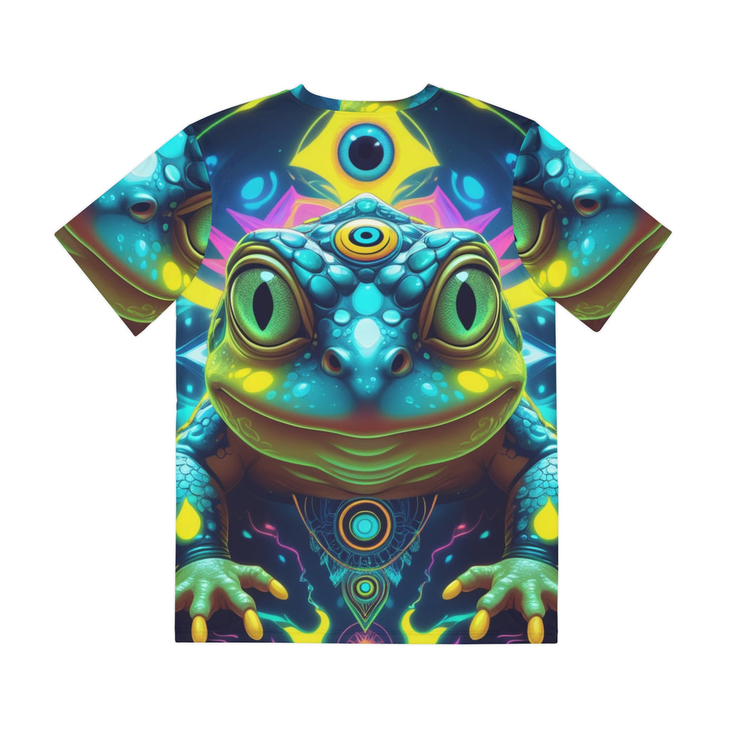 Psychedelic Frog Men's Tee - Vibrant All-Over Print Polyester Shirt